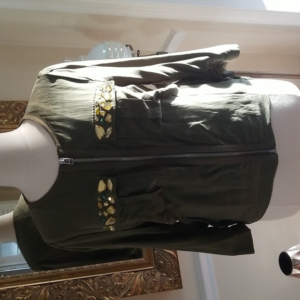 H&M Collection  Embellished Utility Jacket. Size 14 (Eu 44). Color Green …